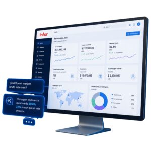 Representación visual del análisis de datos usando IA Generativa en el ERP Infor.